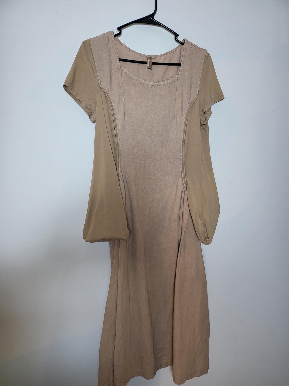 Women's Short-Sleeve Neutral Beige Layered Dress